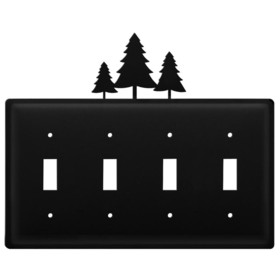 Village Wrought Iron ESSSS-20 Pine Trees - Quadruple Switch Cover