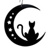 Village Wrought Iron HOS-292 Cat/Moon- Decorative Hanging Silhouette