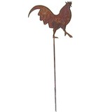 Village Wrought Iron RGS-1 Rooster - Rusted Garden Stake