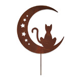 Village Wrought Iron RGS-292 Cat On Moon w/Stars- Rusted