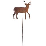 Village Wrought Iron RGS-3 Deer - Rusted Garden Stake