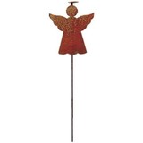 Village Wrought Iron RGS-73 Angel With Halo - Rusted Garden Stake