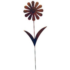 Village Wrought Iron RGS-95 Daisy - Rusted Garden Stake