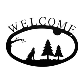 Village Wrought Timber Wolf - Welcom Sign