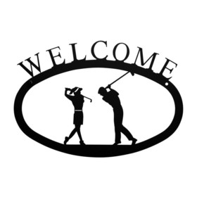 Village Wrought Two Golfers - Welcome Sign
