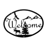 Village Wrought Iron WEL-176 Moose & Eagle - Welcome Sign Medium