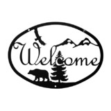 Village Wrought Iron WEL-193 Bear - Welcome Sign Medium