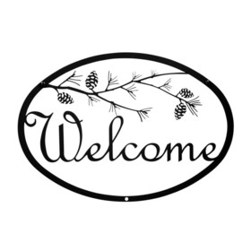 Village Wrought Iron WEL-232 Pinecone - Welcome Sign