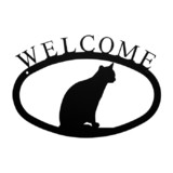 Village Wrought Iron WEL-246-S Cat Sitting - Welcome Sign Small
