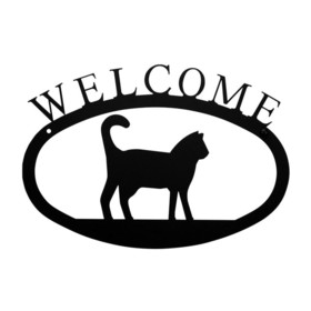 Village Wrought Cat - Welcome Sign