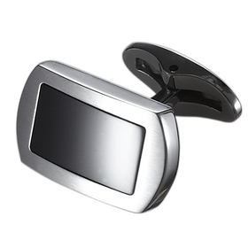 Caseti Charlie Tango Stainless Steel and Black Onyx Cuff Links
