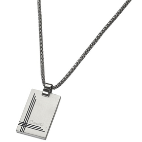 Caseti Gaspar Brushed Stainless Steel Pendant with Chain