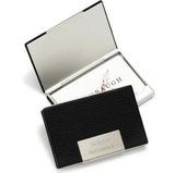 Visol Credit Black Leather Stainless Steel Business Card Case