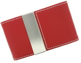 Visol Dasia Red Leather and Stainless Steel Business Card Case