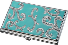 Visol Rana Turquoise and Austrian Crystals Business Card Case