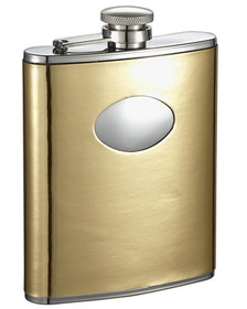 Visol Foxy Polish Gold Leatherette 6oz Stainless Steel Hip Flask