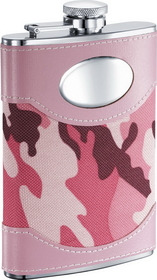 Visol GI Jane Pink Camouflage Wrapped Stainless Steel Hip Flask - 8 oz