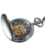 Visol Quincy Brushed Chrome Mechanical Pocket Watch