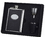 Visol Tux Ribbed Design Leather 6oz Deluxe Flask Gift Set