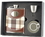 Visol Braw Plaid Cloth Brown Leather Stellar Hip Flask Gift Set - 6 oz