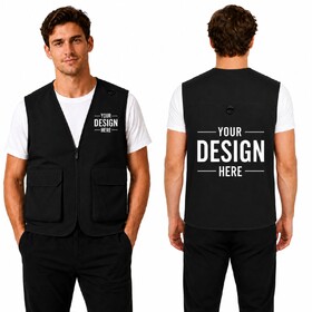 TOPTIE Custom Logo Event Uniform Vest, Personalized Sleeveless Team Vest with Pockets for Staff and Volunteers