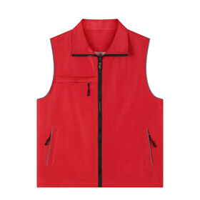 TOPTIE Volunteer Zipper Workwear Vest Activity Sleeveless Mesh Lining Vest with Closure Pockets