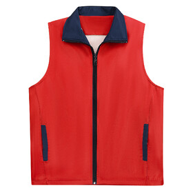 TOPTIE Volunteer Zipper Workwear Vest Activity Sleeveless Clashing Color Vest Mesh Lining Vest with Pockets