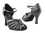 Very Fine 2719 Ladies Latin, Rhythm & Salsa Shoes, Black Leather/Black Mesh, 2.5" Heel, Size 5