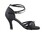 Very Fine 6005 (1622) Ladies Cuban heel Shoes, Black Satin/Stone, 2.5" Heel, Size 4 1/2