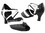 Very Fine 6035 Ladies Latin, Rhythm & Salsa Shoes, Black Leather/White Trim, 2.5" Heel, Size 5