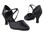 Very Fine 9691 Ladies Cuban heel Shoes, Black Satin, 1.3" Heel, Size 4 1/2