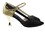 Very Fine CD3006 Ladies Dance Shoes, Black Satin/Gold, 2.5" Gold Plated Flare Heel, Size 4 1/2