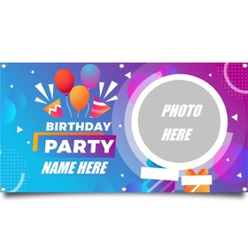 Muka Happy Birthday Vinyl PVC Banner Poster Add Your Name