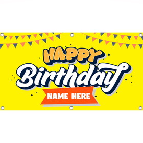 Muka Happy Birthday Vinyl PVC Banner Poster Add Your Name