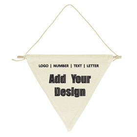 Muka 1Pcs Custom Wall Display Banner Embroidered Triangle Banners Wall Hanging Flags w/ Wooden Rods & Strings - Indoor Outdoor Wall Art Decor Personalized