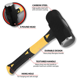 Performance Tool M7101 4 lb. Sledge Hammer w/Fiberglass Handle