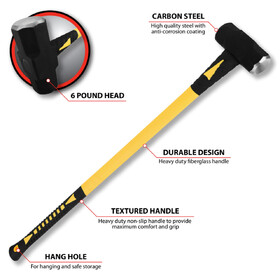 Performance Tool M7102 6 lb. Sledge Hammer w/Fiberglass Handle