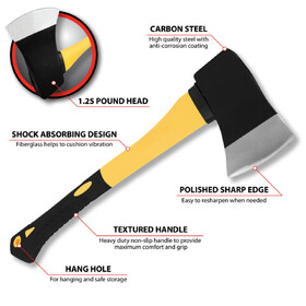 Performance Tool M7112 1.25 lb. Axe w/Fiberglass Handle