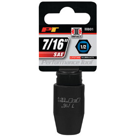 Performance Tool M801 1/2" Drive 7/16" 6pt Impact Socket