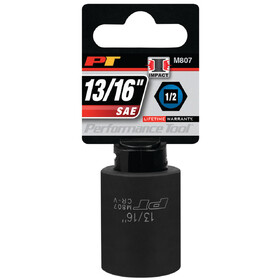 Performance Tool M807 1/2" Drive 13/16" 6pt Impact Socket
