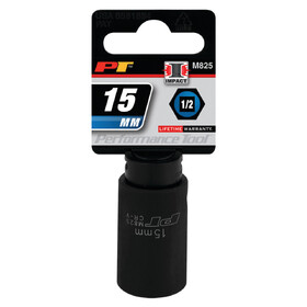 Performance Tool M825 1/2" Drive 15mm 6pt Impact Socket