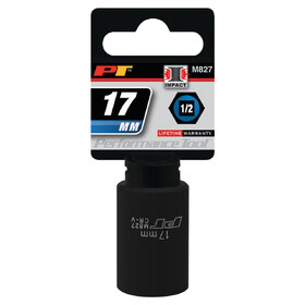 Performance Tool M827 1/2" Drive 17mm 6pt Impact Socket