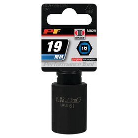 Performance Tool M829 1/2" Drive 19mm 6pt Impact Socket