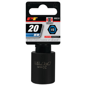 Performance Tool M830 1/2" Drive 20mm 6pt Impact Socket
