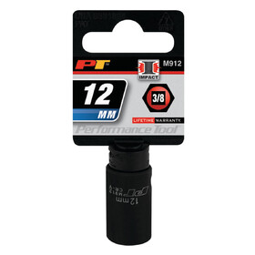 Performance Tool M912 3/8" Drive 12mm 6pt Impact Socket