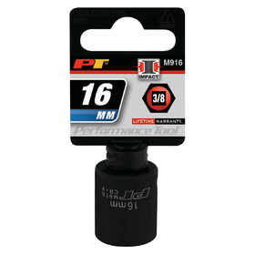 Performance Tool M916 3/8" Drive 16mm 6pt Impact Socket