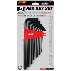 Performance Tool W1394 9 pc. Metric Long Hex Key Wrench Set