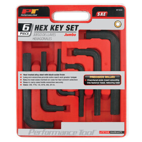 Performance Tool W1939 6 pc. Jumbo SAE Hex Key Wrench Set