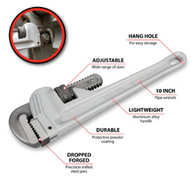 Performance Tool W2110 10" Aluminum Pipe Wrench