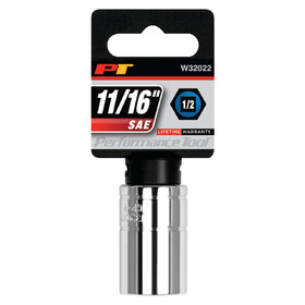 Performance Tool W32022 1/2" Drive 11/16" 6pt Socket